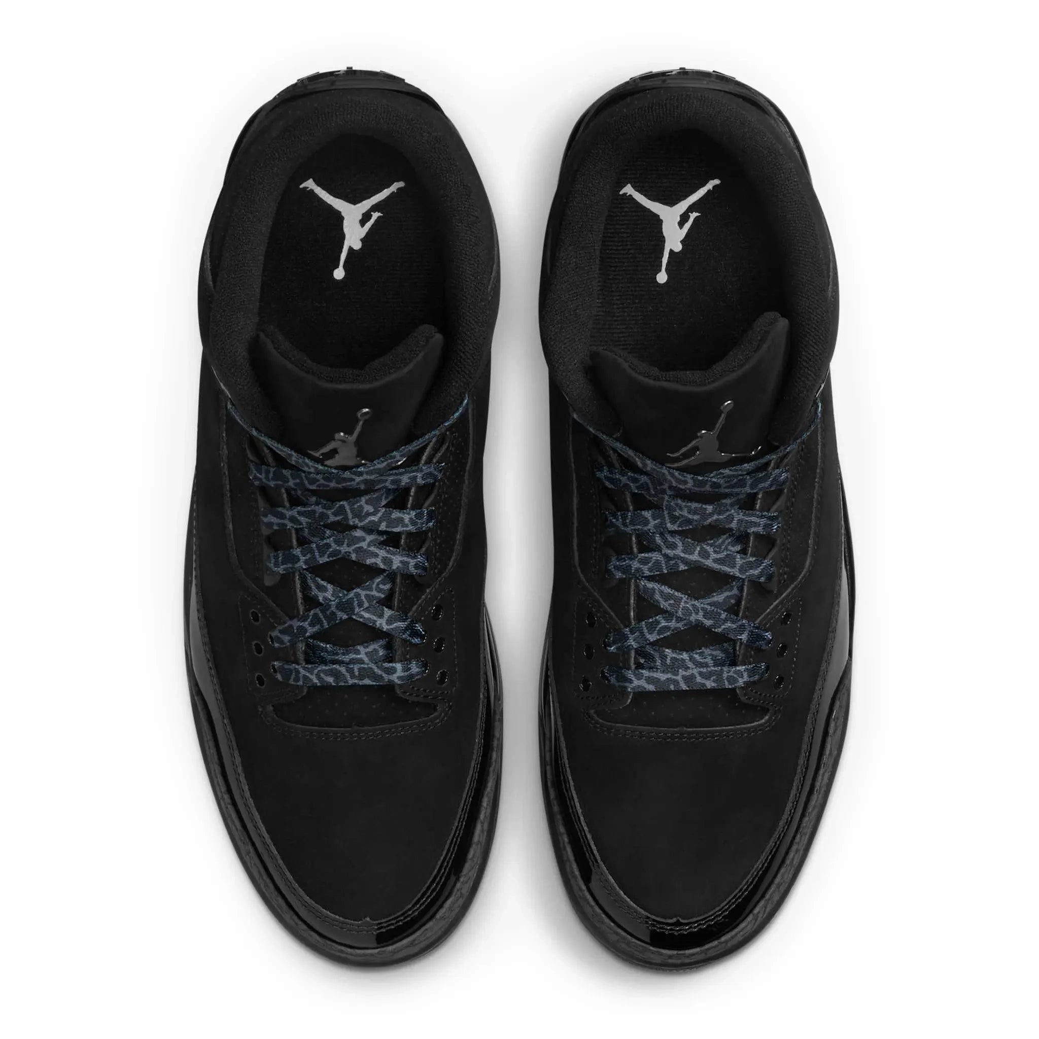 Top view of Air Jordan 3 Retro Black Cat (2025) CT8532-001